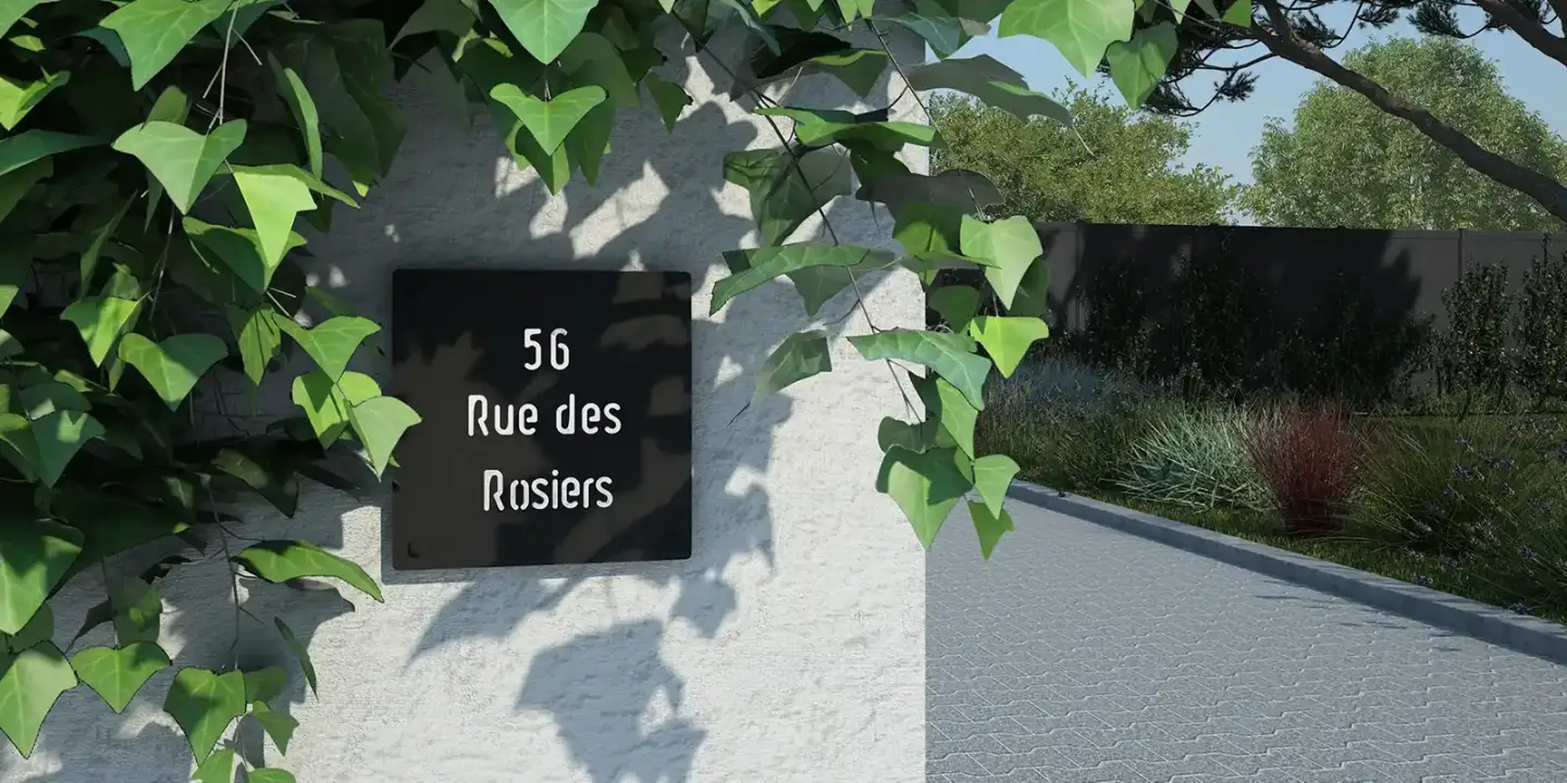 Plaques d'entrée, numéros de rue et numéros surfacés en aluminium