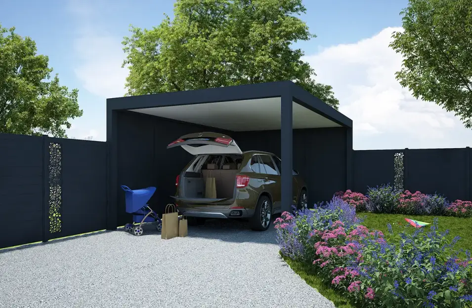 2 en 1, le carport clôture